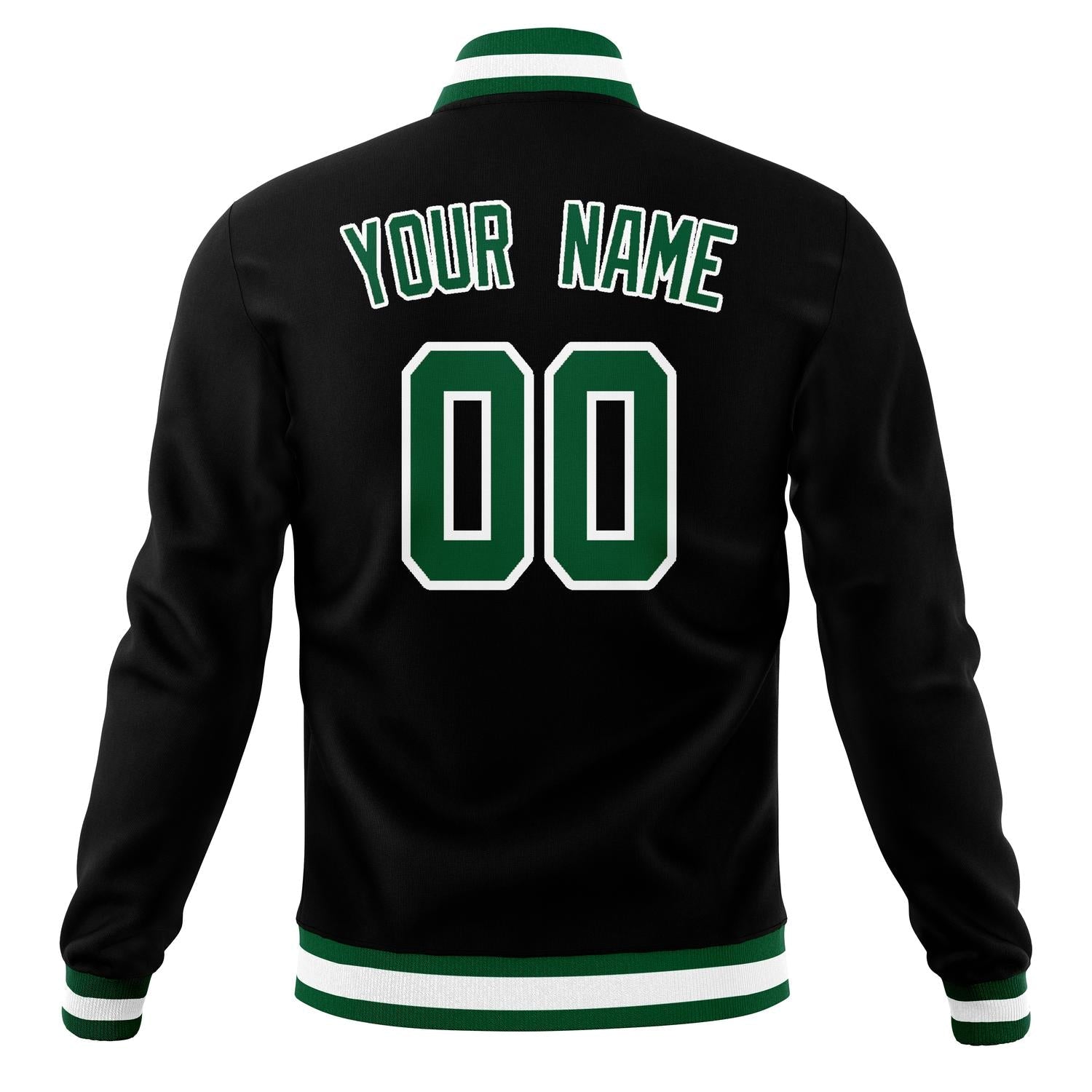 Custom Black & Kelly-Green Solid Color Varsity Jacket