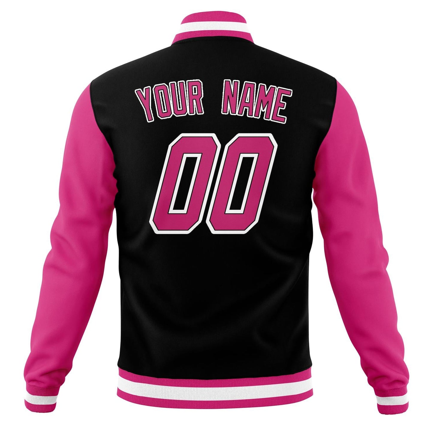 Custom Black & Pink Solid Color Varsity Jacket