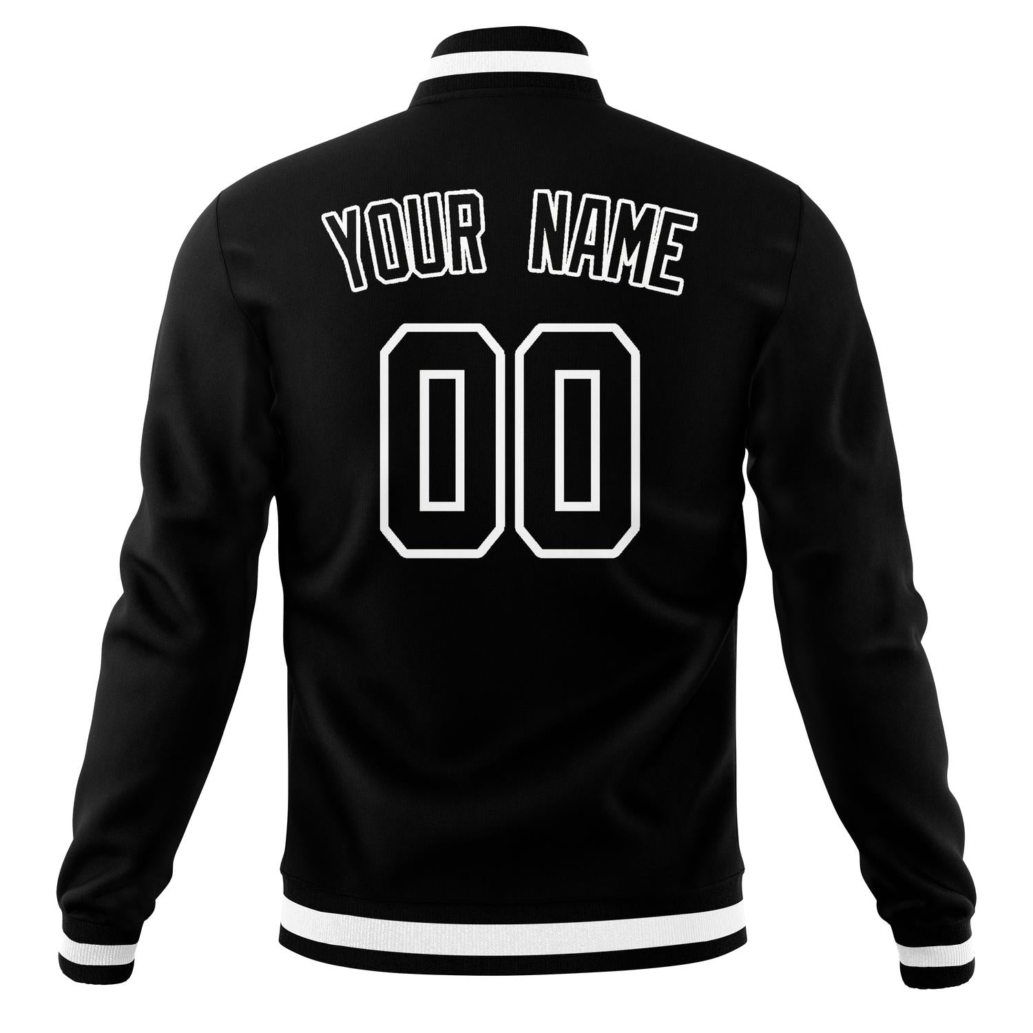 Custom Black & White Solid Color Varsity Jacket