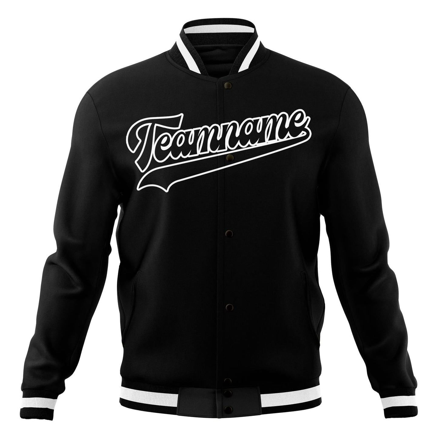 Custom Black & White Solid Color Varsity Jacket