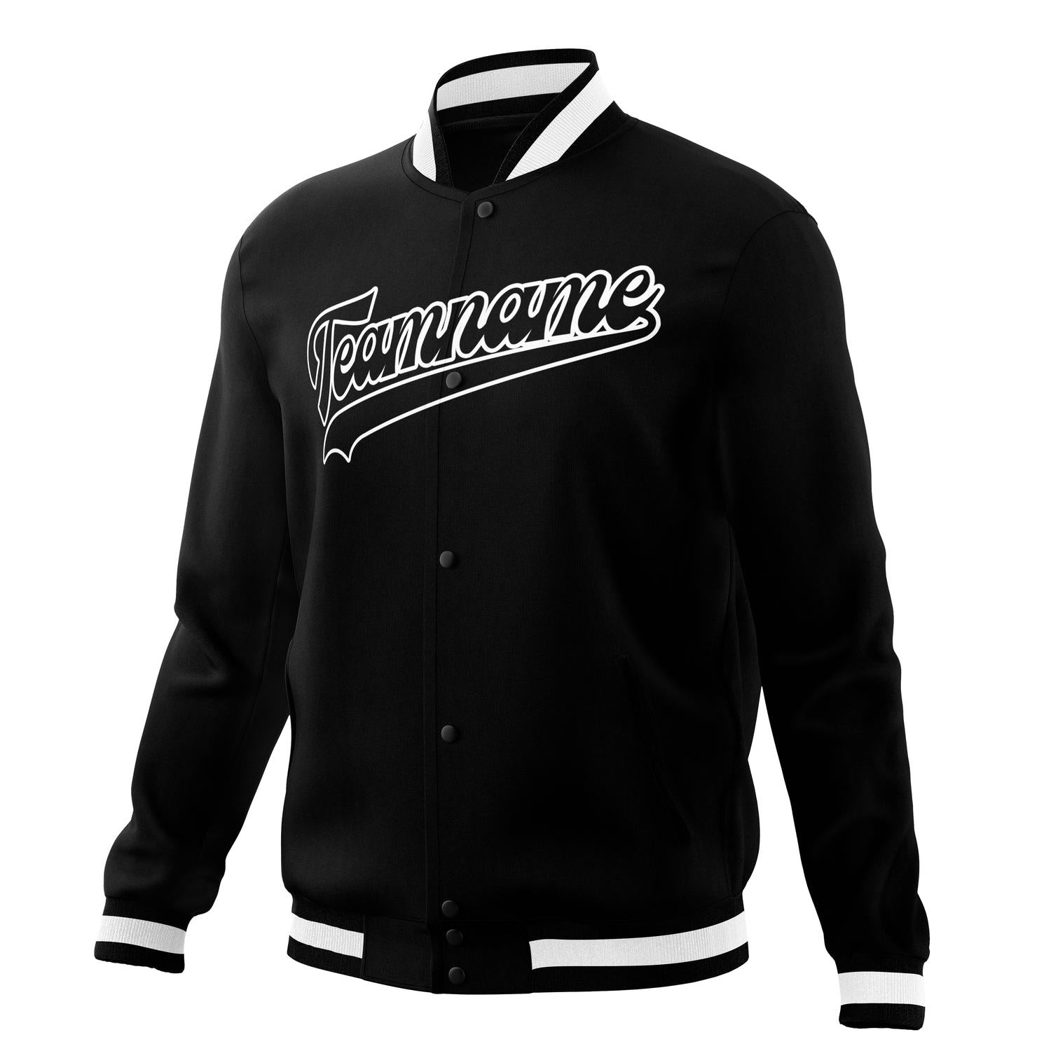 Custom Black & White Solid Color Varsity Jacket