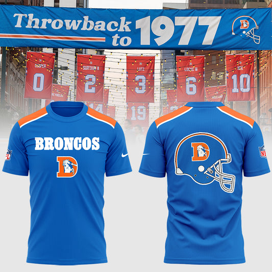 2024 Premium Denver Broncos 3D T Shirt - Limited Throwback To 77 Blue T-Shirt Jogger & Cap Combo