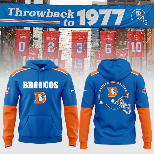 Denver Broncos Hoodie 2024 Season - Limited Throwback To 77 Blue Hoodie Jogger & Cap Combo