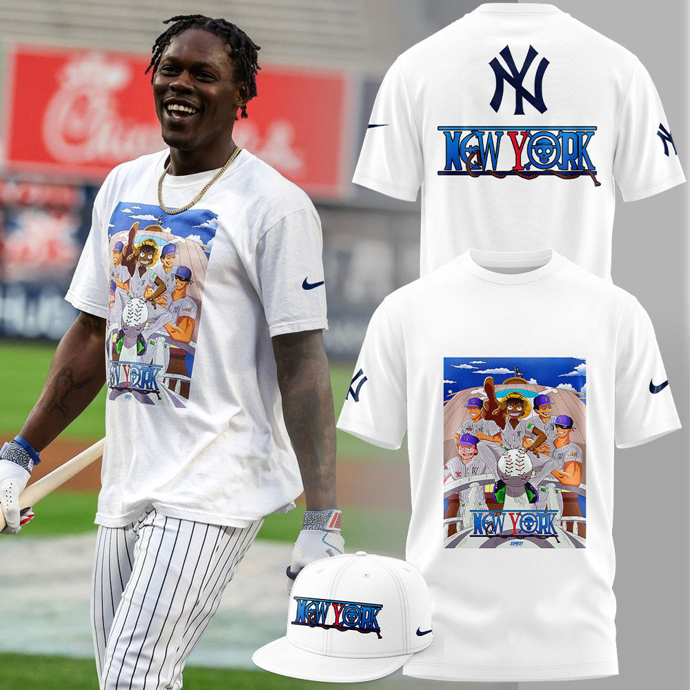 2024 Premium New York Yankees World Series Shirt - Limited Edition New York Yankees x ONE PIECE White T shirt Set