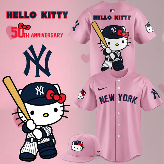 2024 Premium New York Yankees World Series Shirt - Limited Edition New York Yankees Jersey x Hello Kitty 50TH