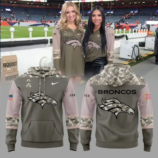 Premium Denver Broncos Gear For Fan - Denver Broncos Hoodie Camo 2024 Salute to Service Club Limited Edition