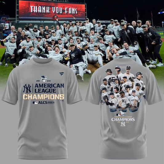 2024 Premium New York Yankees World Series Shirt - Limited Edition New York Yankees 2024 American League Champions Grey Set