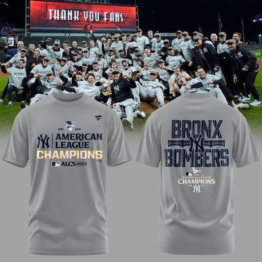 2024 Premium New York Yankees World Series Shirt - Limited Edition Yankees 2024 American League Champions - Bronx Bombers Grey Version