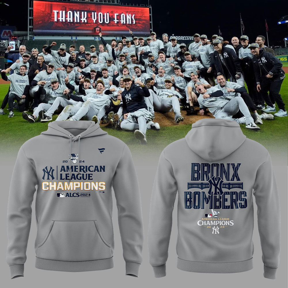 2024 Premium New York Yankees World Series Shirt - Limited Edition New York Yankees 2024 American League Champions Hoodie Grey Set -Bronx Bombers Version