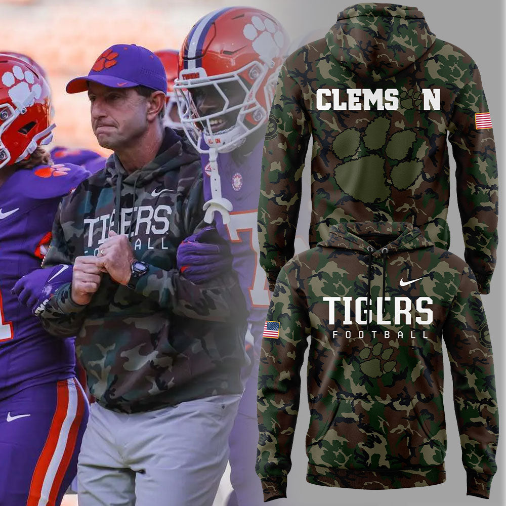 . Clemson Football Coach Nike ''Dabo Swinney'' Camo V1 Hoodie Set+NT24112406ID10DS11