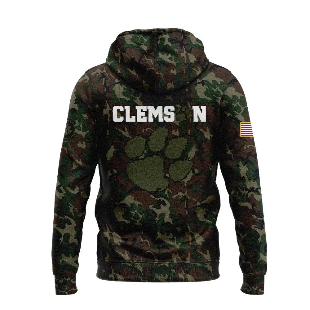 Premium Clemson Tigers Gear - Clemson Football Coach ''Dabo Swinney'' Camo  Zipper Hoodie - Unique Gift For Clemson Tigers Fan