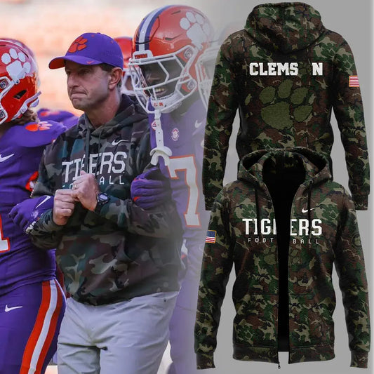 . Clemson Football Coach Nike ''Dabo Swinney'' Camo  Zipper Hoodie+NT25112403ID10DS11