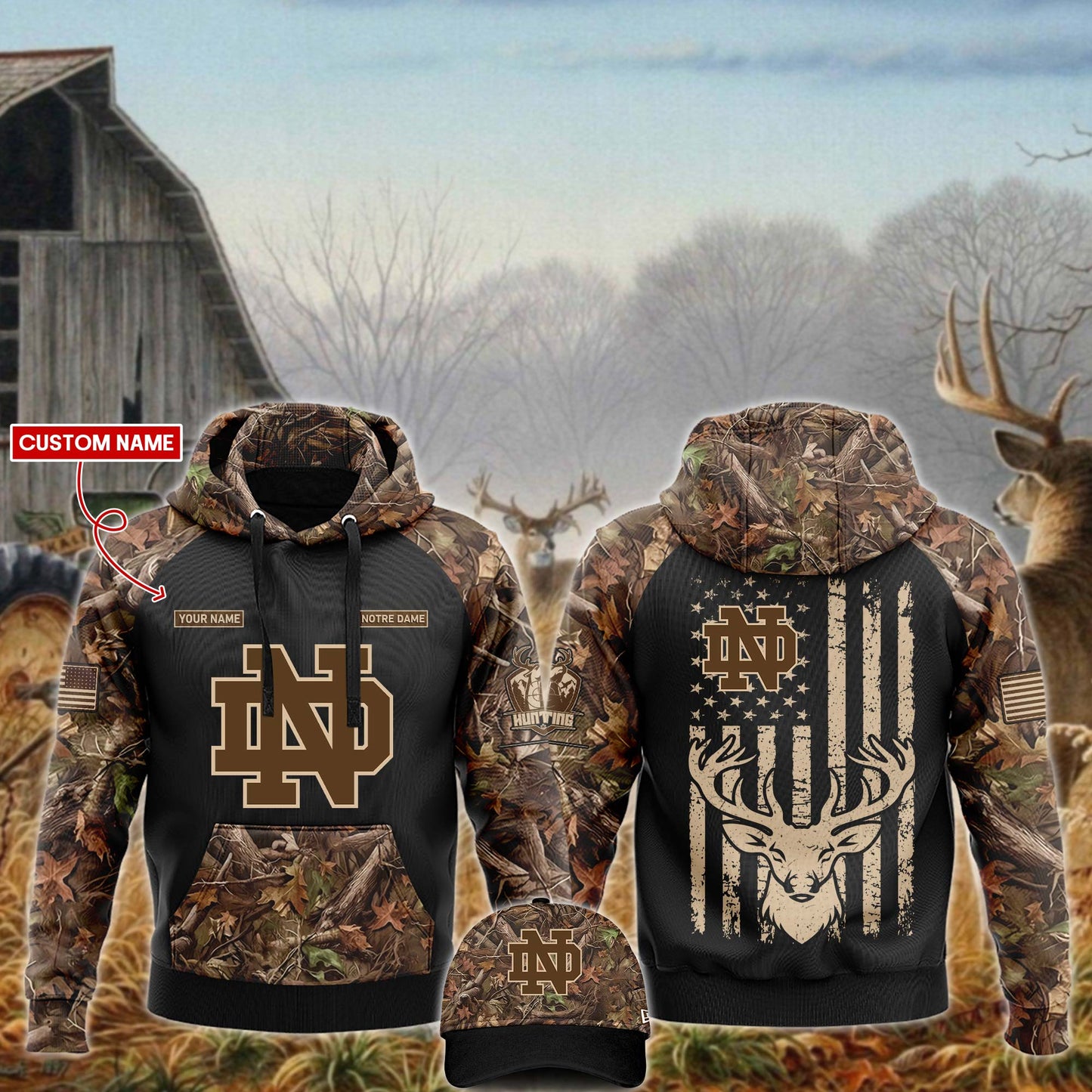 Premium Notre Dame Football Merch - Notre Dame 2025 Hoodie x Hunting Limited Edition - Be Bold, Be Gold: Notre Dame Fan Wear!