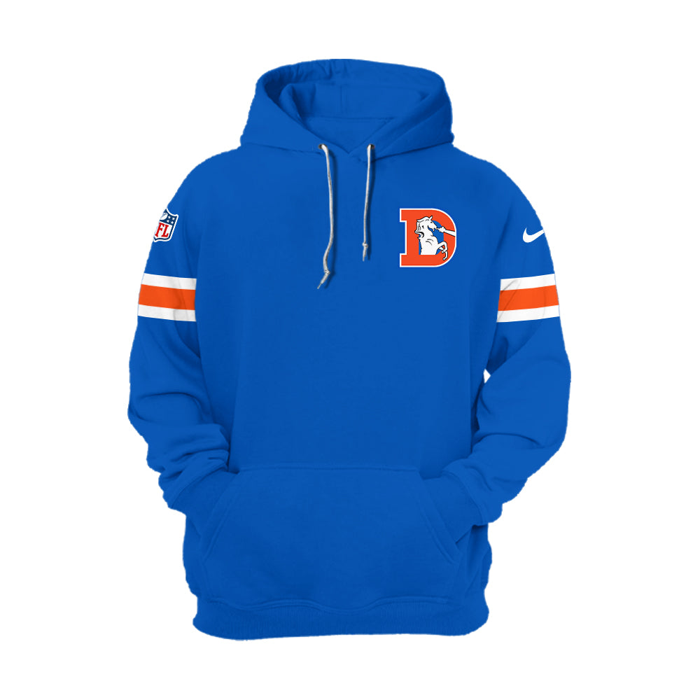 Denver Broncos Hoodie 2024 Season - Limited Throwback To 77 Blue Hoodie Jogger & Cap Combo V2