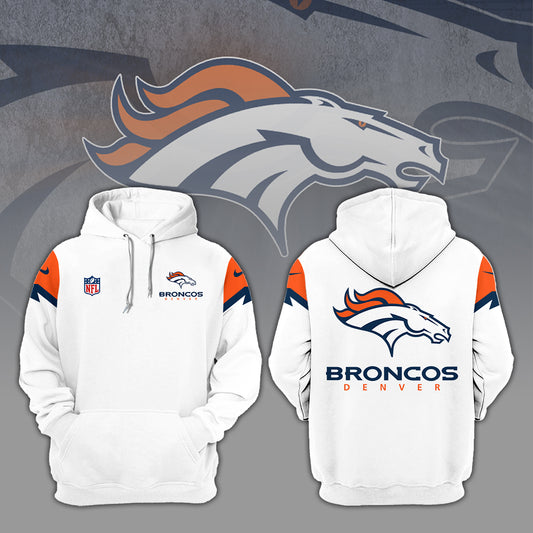 Denver Broncos Hoodie 2024 Season - Summit White Limited Hoodie Jogger & Cap Combo