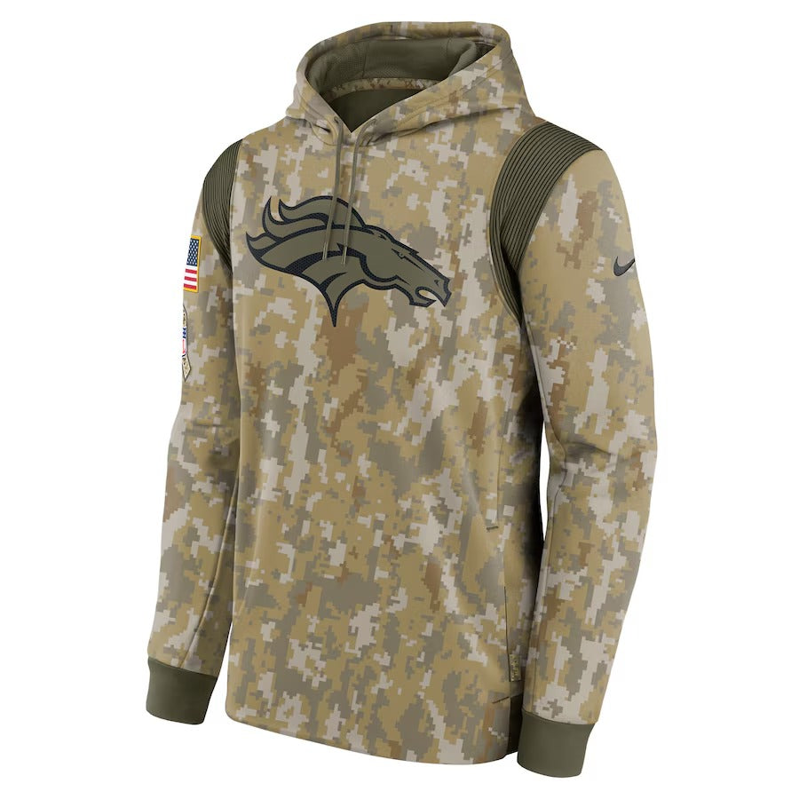 Denver Broncos Hoodie 2024 Season - Men’s Camo Broncos Salute To Service Therma Performance Pullover Hoodie Jogger & Cap Combo