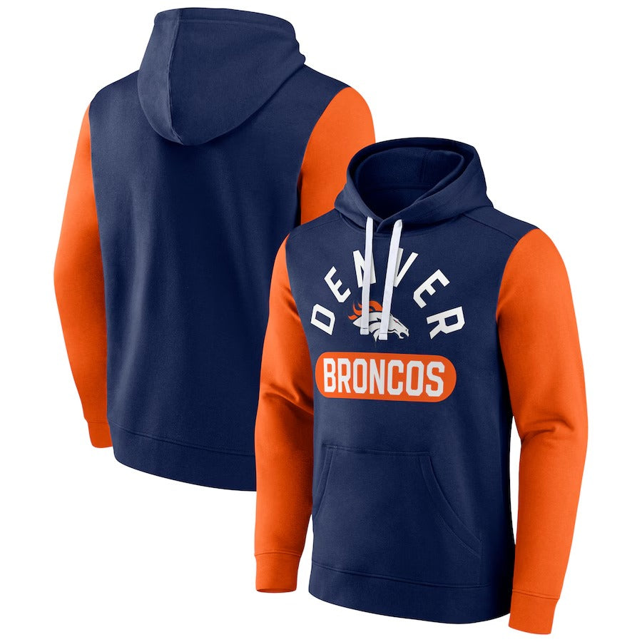 Denver Broncos Hoodie 2024 Season - Men’s Fanatics Navy Broncos Extra Point Pullover Hoodie Jogger & Cap Combo