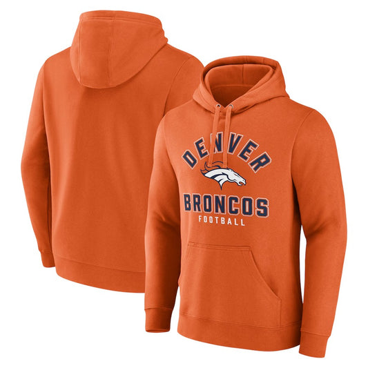 Denver Broncos Hoodie 2024 Season - Men’s Fanatics Orange Broncos Between the Pylons Pullover Hoodie Jogger & Cap Combo