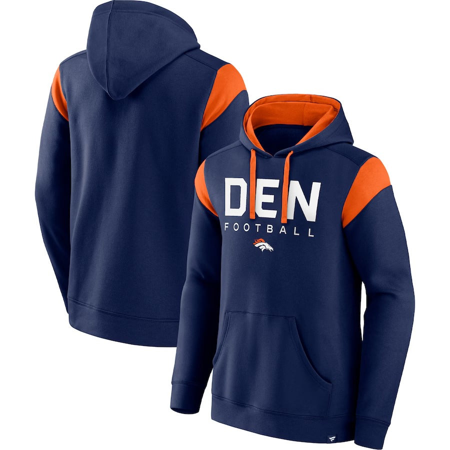 Denver Broncos Hoodie 2024 Season - Men’s Fanatics Navy Broncos Call The Shot Pullover Hoodie Jogger & Cap Combo