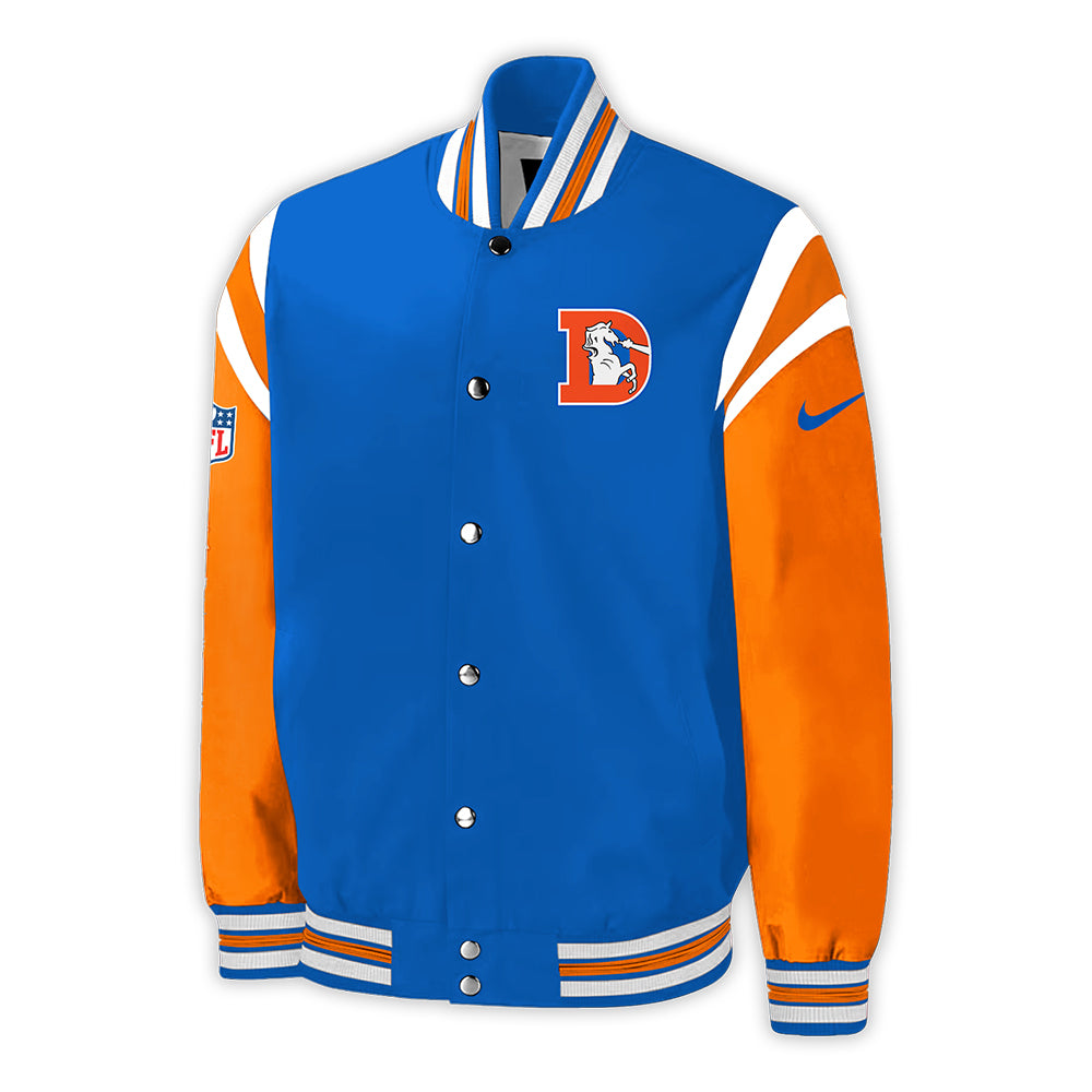 Denver Broncos Baseball Jacket 2024 Season - Throwback 1977 Blue Limited Baseball Jacket Jogger & Cap Combo