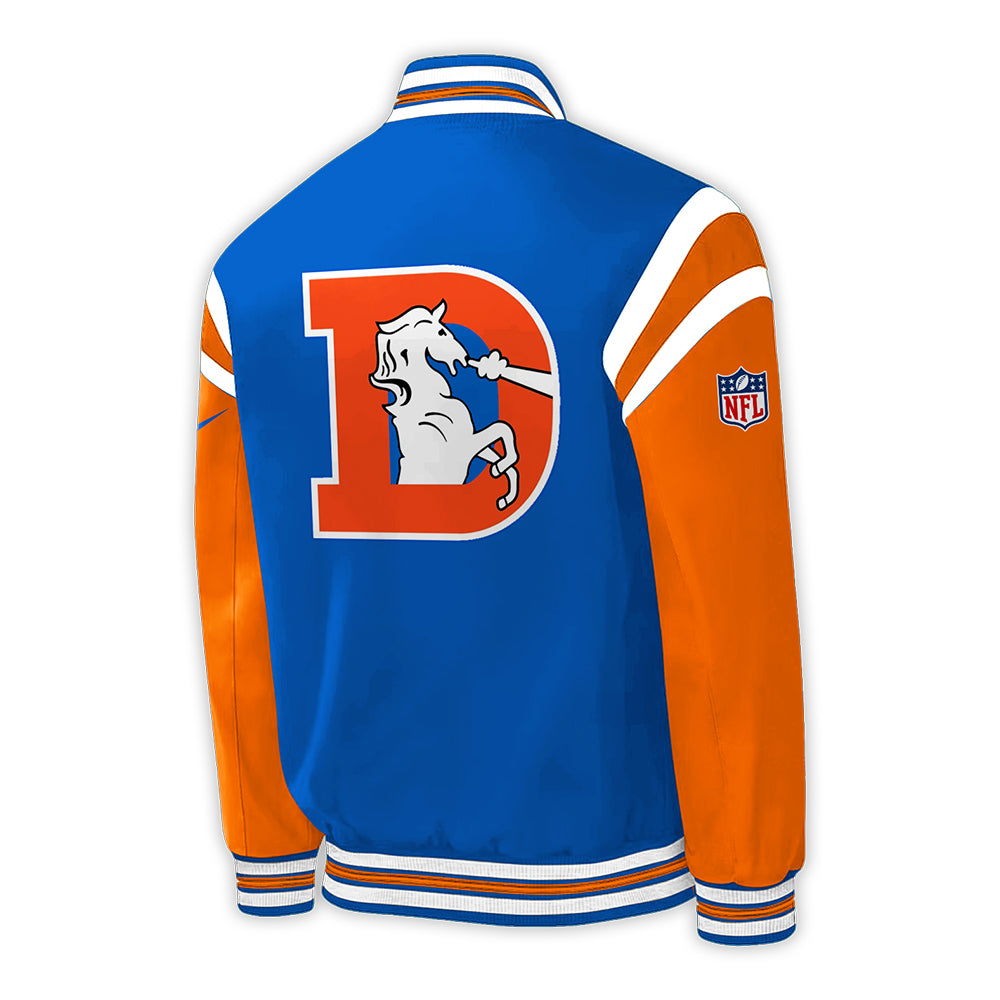 Denver Broncos Baseball Jacket 2024 Season - Throwback 1977 Blue Limited Baseball Jacket Jogger & Cap Combo