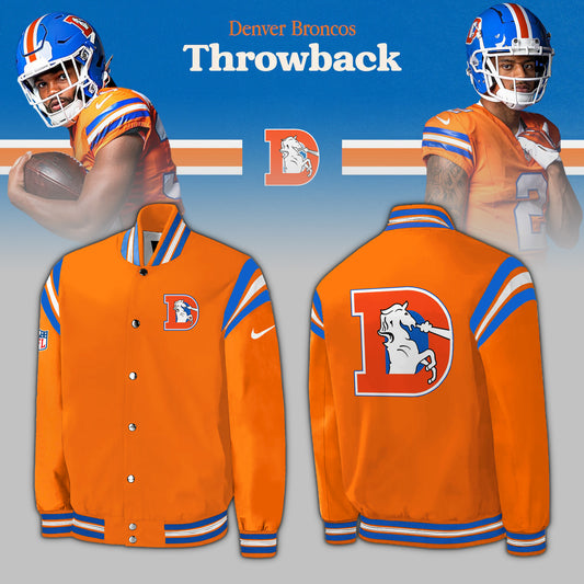 Denver Broncos Baseball Jacket 2024 Season - Throwback 1977 Orange Crush Limited Baseball Jacket Jogger & Cap Combo