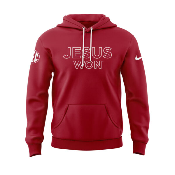 Arkansas Razorbacks Hoodie 2024 Season - Limited Edition Jesus Won Red Hoodie Jogger & Cap Combo