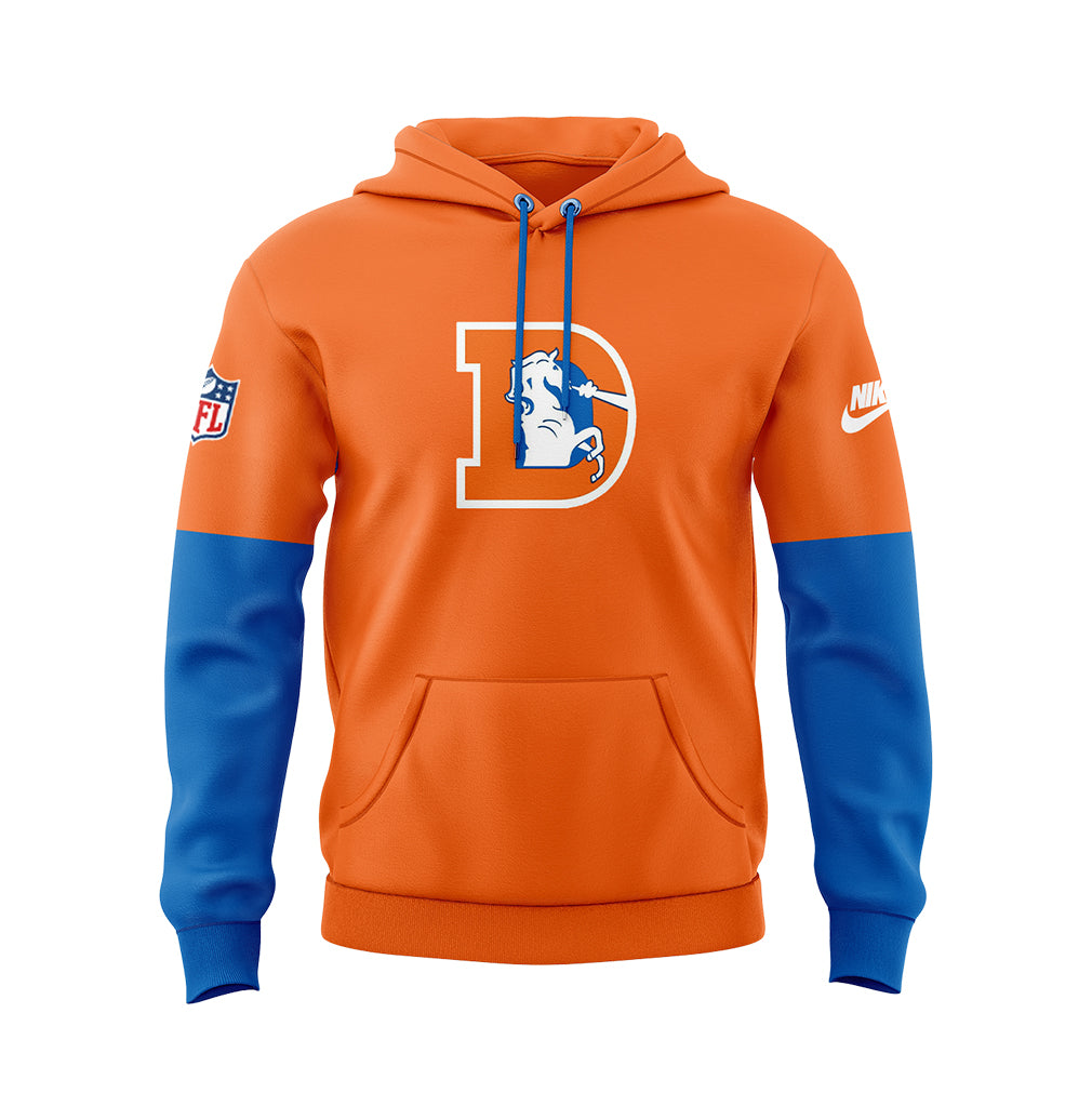 Denver Broncos Hoodie 2024 Season - Limited Throwback To 77 Orange Hoodie Jogger & Cap Combo V2