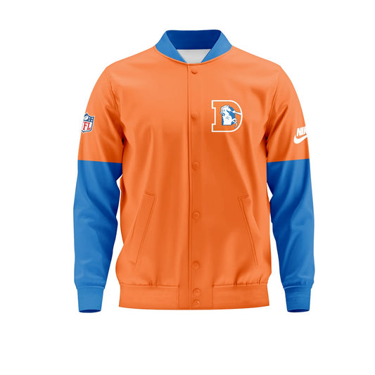 Denver Broncos Baseball Jacket 2024 Season - Limited Throwback To 77 Orange Baseball Jacket Jogger & Cap Combo