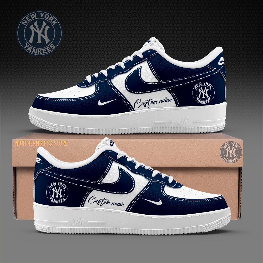 2024 Premium New York Yankees World Series Shoe - New York Yankees Custom Name For Fans Shoes - White & Navy Ver