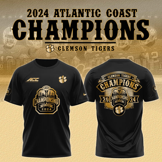 Premium Clemson Tigers Gear - Clemson Tigers Atlantic Coast Champions Limited Edition T-Shirt 2024 - Unique Gift For Clemson Tigers Fan