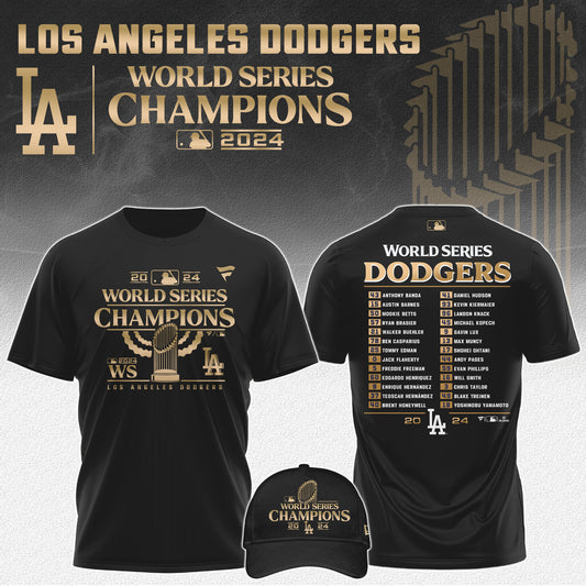 2024 Premium Los Angeles Dodgers Shirt - LA Dodgers World Series Champions T-shirt | Jogger | Cap Combo - Unique Christmas Gift For Real Fan LAD01