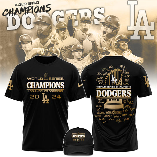 2024 Premium Los Angeles Dodgers Shirt - LA Dodgers World Series Champions T-shirt | Jogger | Cap Combo - Unique Christmas Gift For Real Fan LAD03