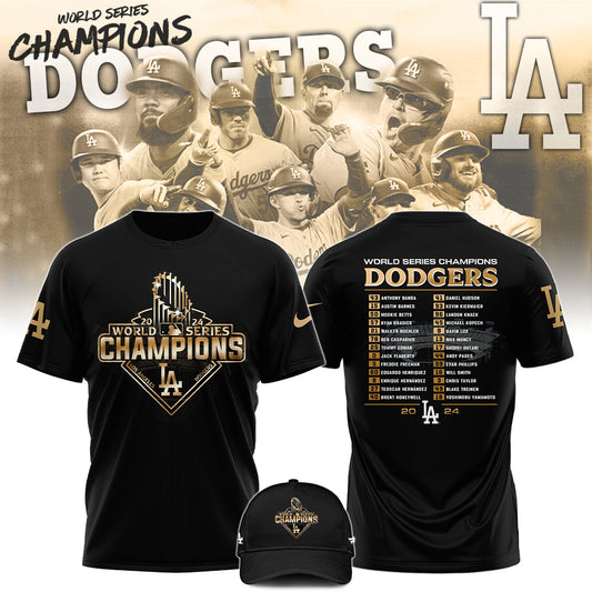 2024 Premium Los Angeles Dodgers Shirt - LA Dodgers World Series Champions T-shirt | Jogger | Cap Combo - Unique Christmas Gift For Real Fan LAD02