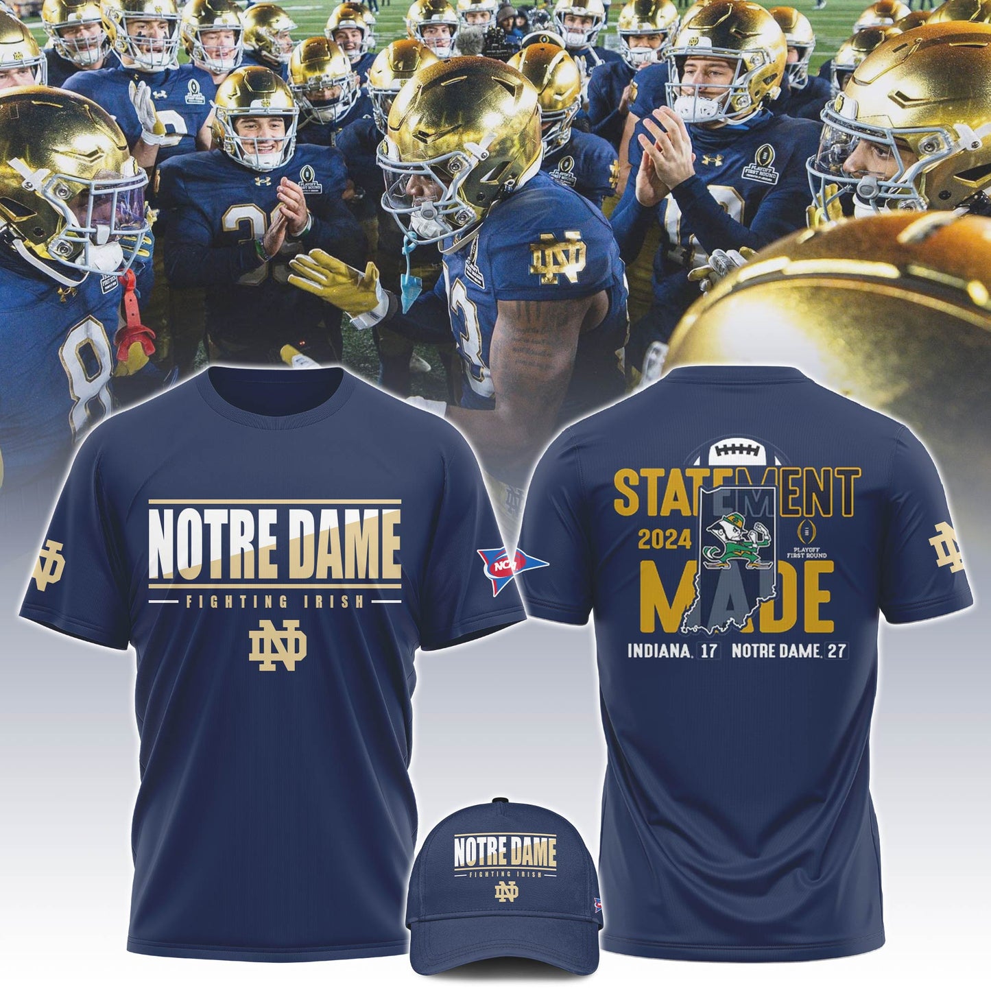 Premium Notre Dame Football Merch - Notre Dame Fighting Irish College Football Playoff 2025 Sugar Bowl T-Shirt - Be Bold, Be Gold: Notre Dame Fan Wear!