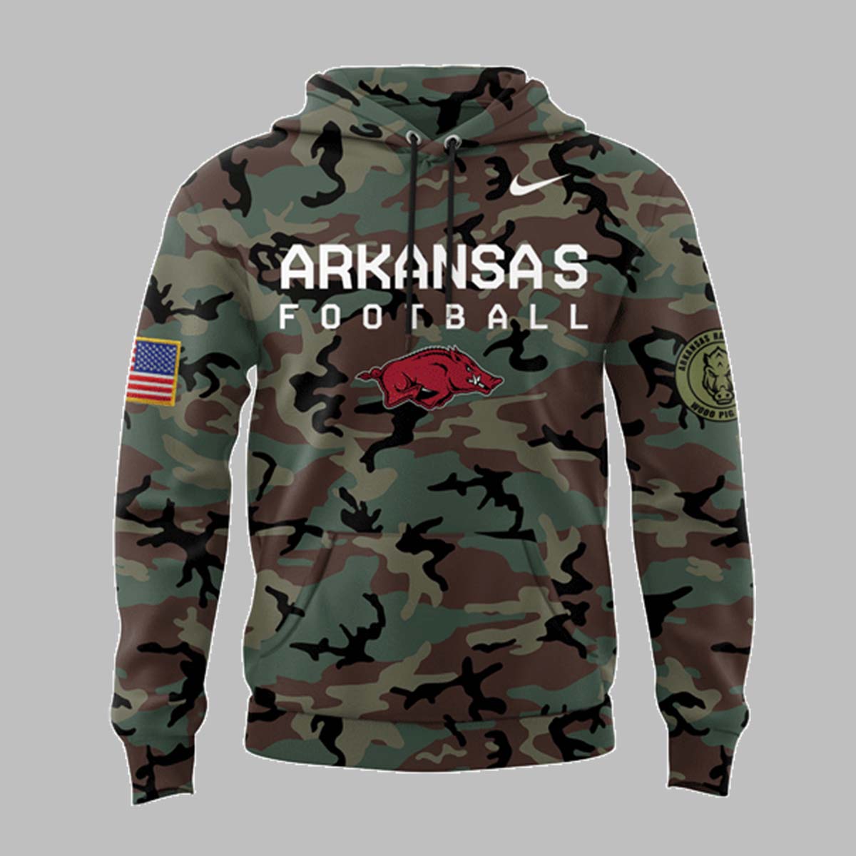 Arkansas Razorbacks Hoodie 2024 Season -Limited Edition Veteran Camo Hoodie Jogger & Cap Combo