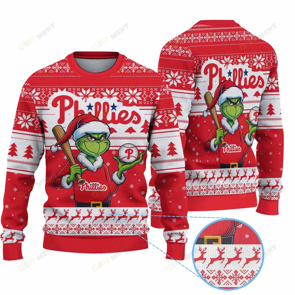 Premium Ugly Chritsmas Sweater For Fan Philadelphia Phillies Ugly Sweater  - 2024 Unique Ugly Xmas Jumper