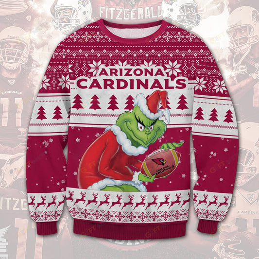 Premium Ugly Chritsmas Sweater For Fan Arizona Cardinals Grinch Ugly Sweater  - 2024 Unique Ugly Xmas Jumper