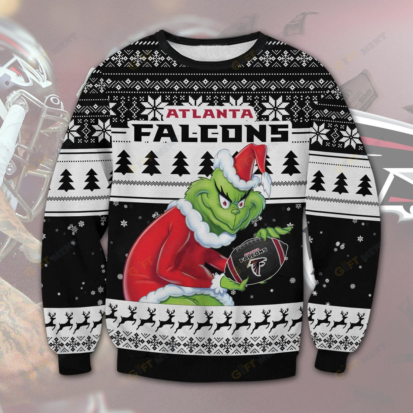 Premium Ugly Chritsmas Sweater For Fan Atlanta Falcons Grinch Ugly Sweater  - 2024 Unique Ugly Xmas Jumper