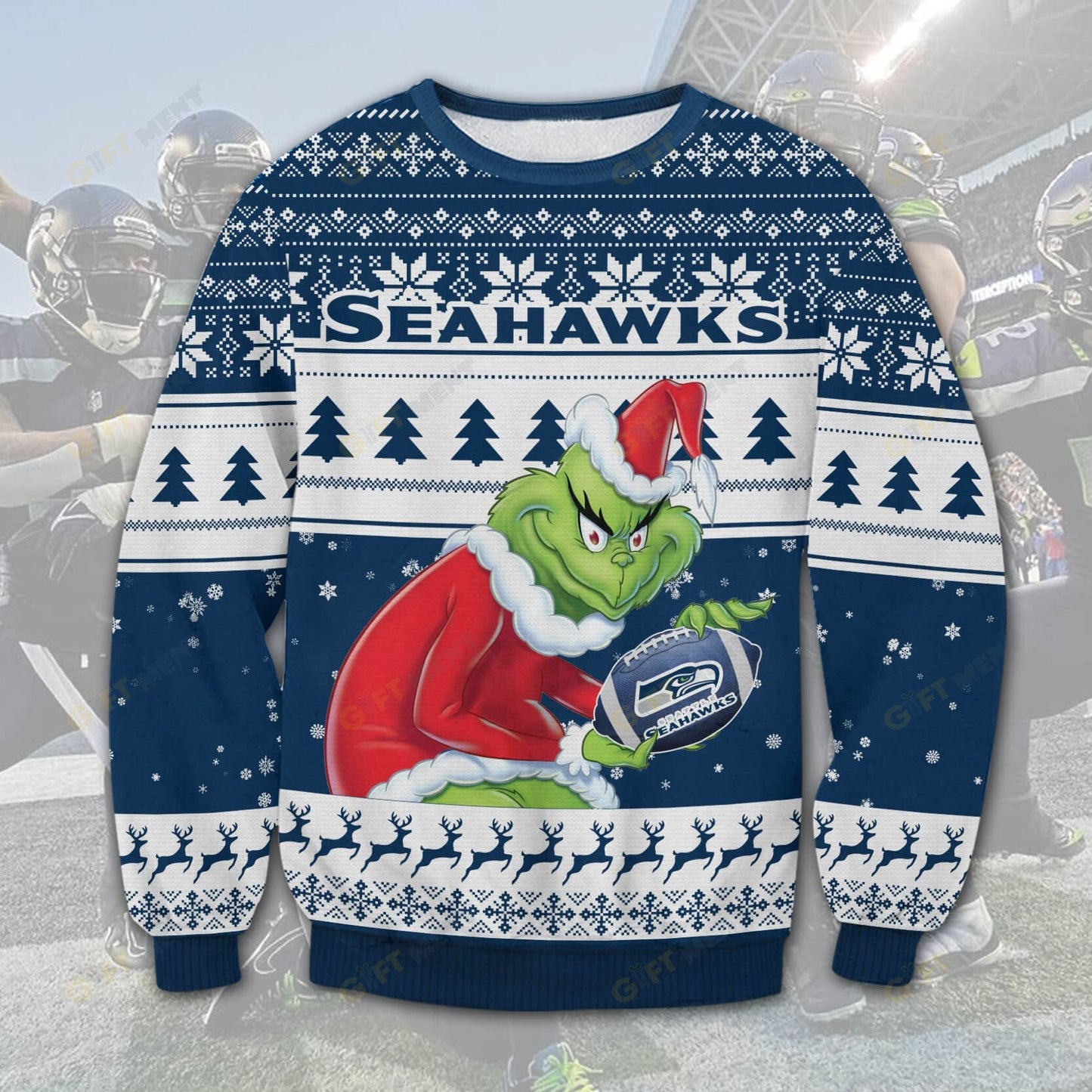 Premium Ugly Chritsmas Sweater For Fan Seattle Seahawks Grinch Ugly Sweater  - 2024 Unique Ugly Xmas Jumper