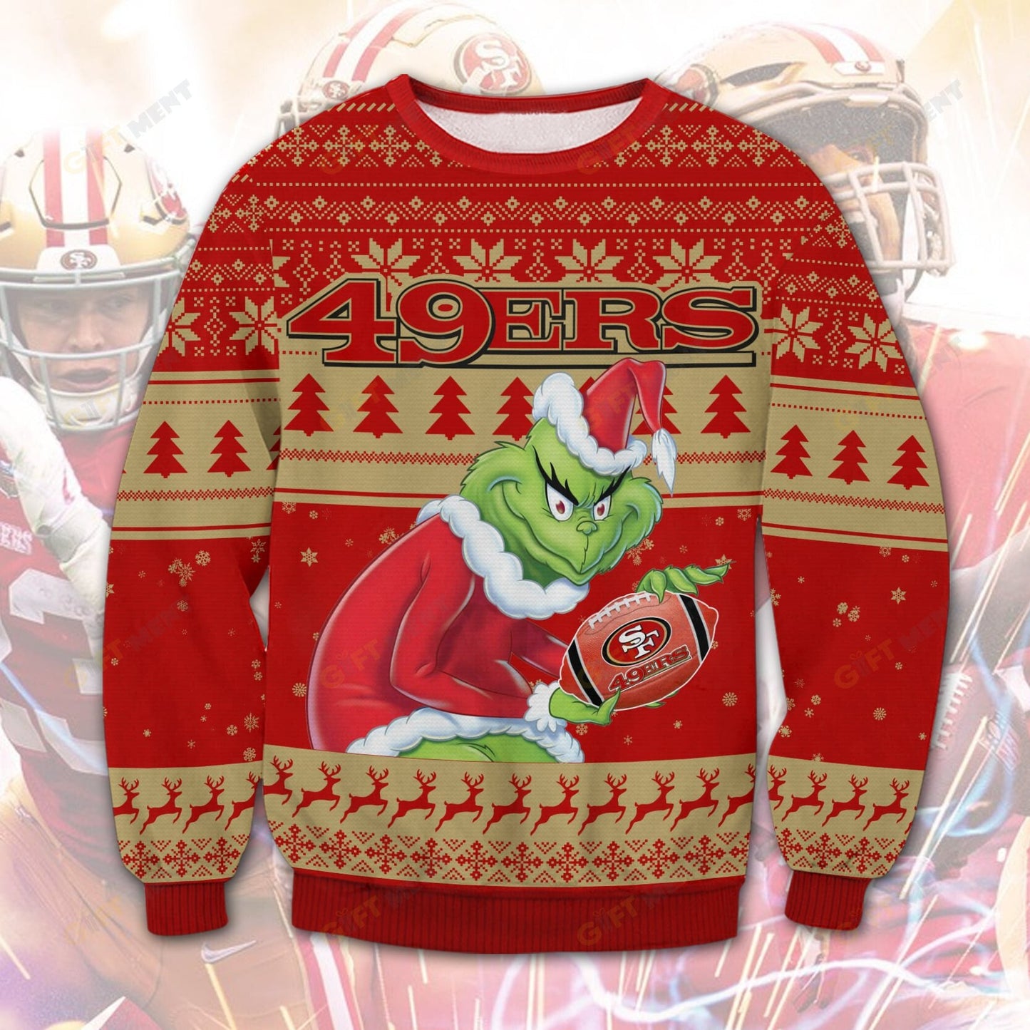 Premium Ugly Chritsmas Sweater For Fan San Francisco 49ers Grinch Ugly Sweater  - 2024 Unique Ugly Xmas Jumper