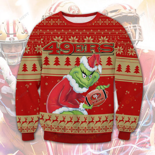 Premium Ugly Chritsmas Sweater For Fan San Francisco 49ers Grinch Ugly Sweater  - 2024 Unique Ugly Xmas Jumper