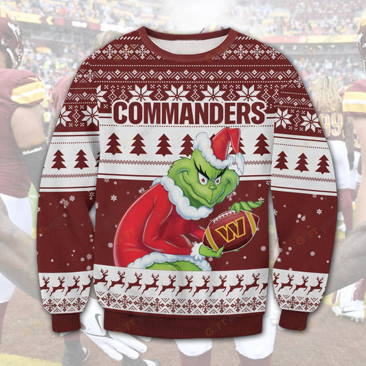 Premium Ugly Chritsmas Sweater For Fan Washington Commanders Grinch Ugly Sweater  - 2024 Unique Ugly Xmas Jumper