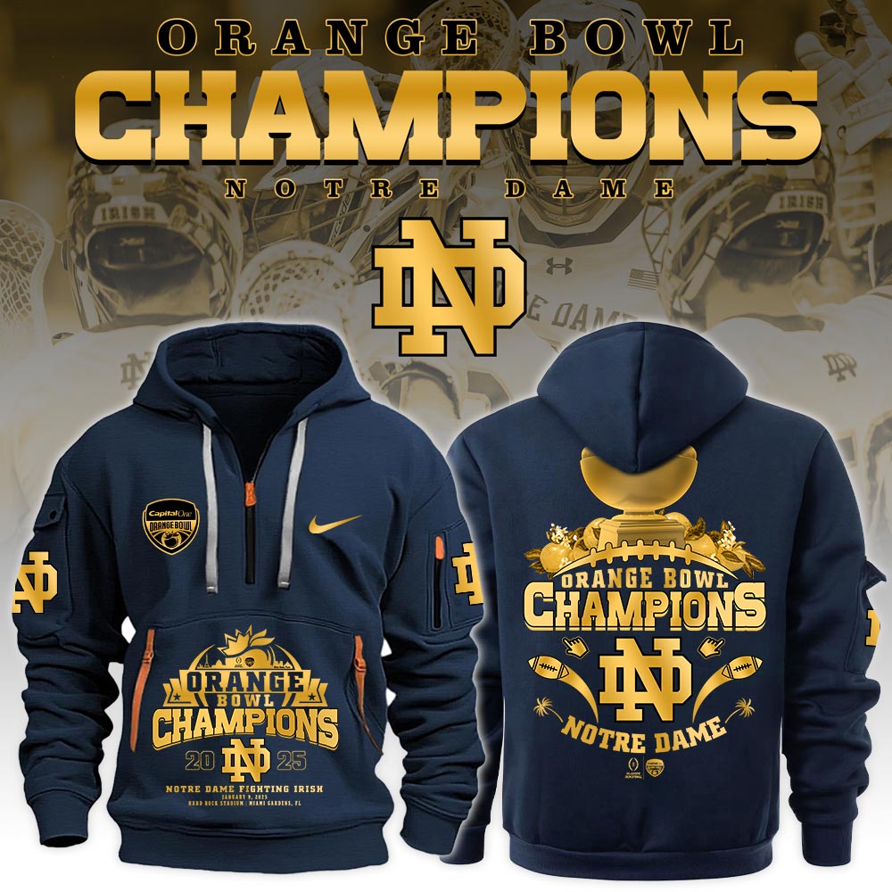 Notre Dame Fighting Irish NCAA Orange Bowl Champions Limited Edition Navy New Hoodie 2025