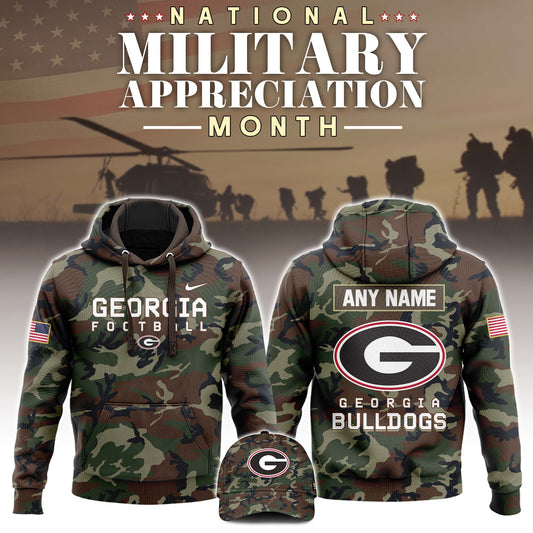 Premium NCAA Camo Gear - Georgia Bulldogs 2025 Military Appreciation Club Hoodie Camo