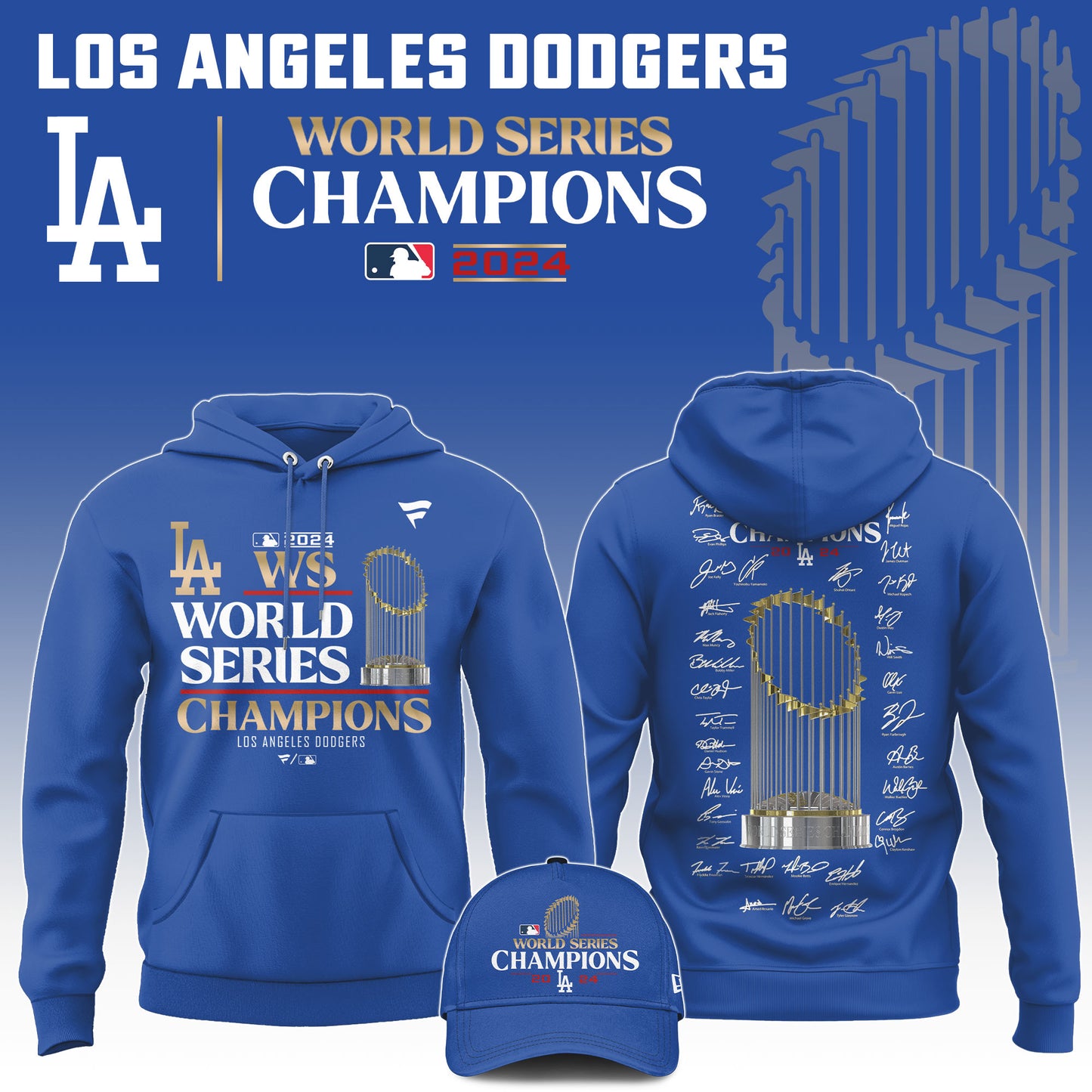 2024 Premium Los Angeles Dodgers Hoodie - LA Dodgers World Series Champions Hoodie | Jogger | Cap Combo - Unique Christmas Gift For Real Fan LAD06