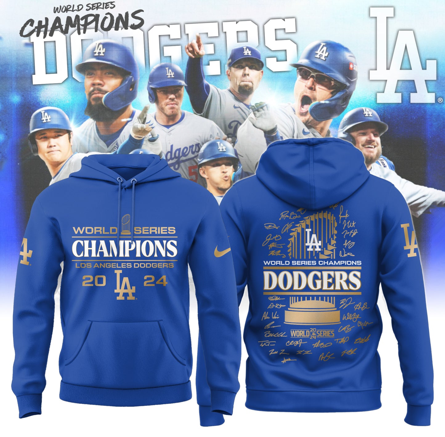 2024 Premium Los Angeles Dodgers Hoodie - LA Dodgers World Series Champions Hoodie | Jogger | Cap Combo - Unique Christmas Gift For Real Fan LAD04