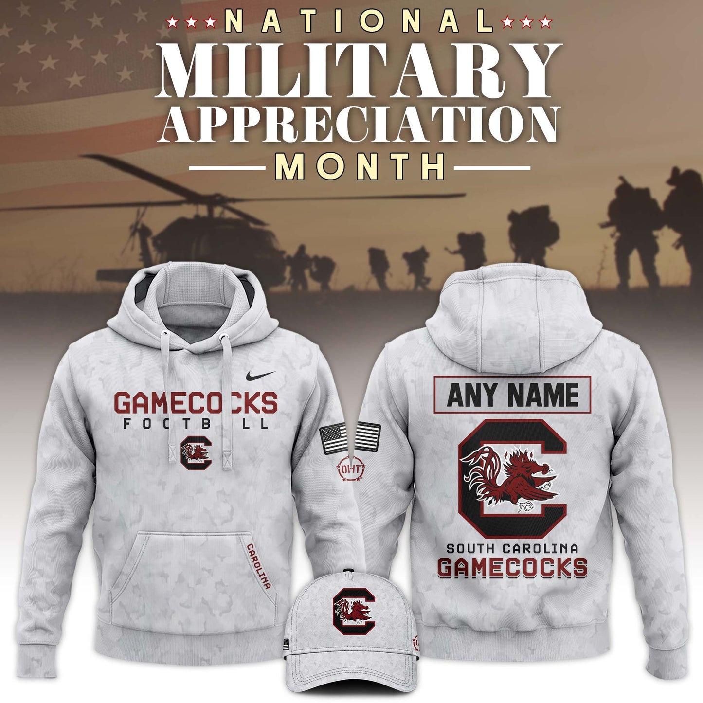 Premium South Carolina Gamecocks Gear - South Carolina Gamecocks Military Appreciation Hoodie