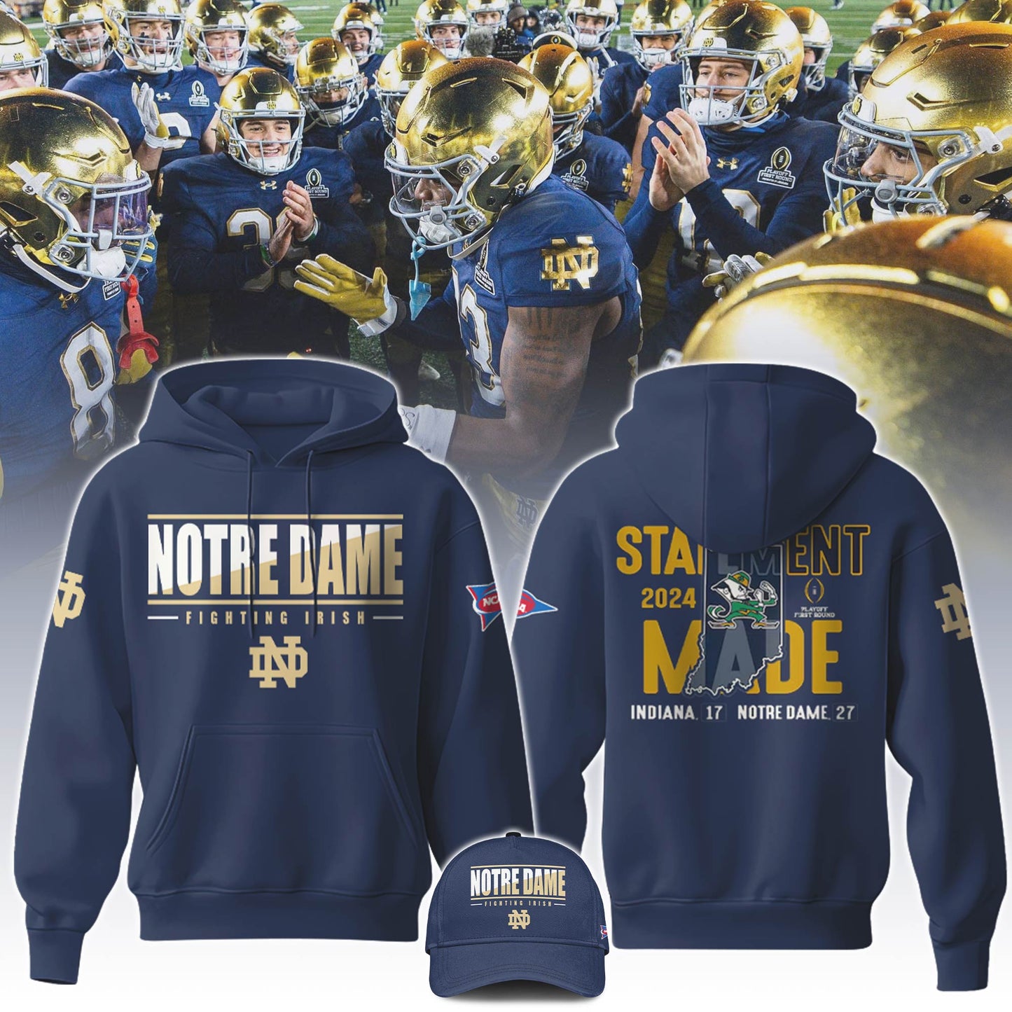 Premium Notre Dame Football Merch - Notre Dame Fighting Irish College Football Playoff 2025 Sugar Bowl Hoodie - Be Bold, Be Gold: Notre Dame Fan Wear!