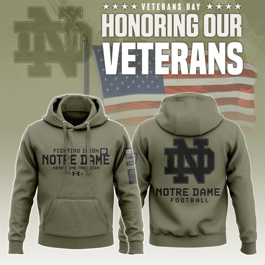 Premium Notre Dame Football Merch - Notre Dame 2025 Military Appreciation Club Pullover Hoodie V1 - Be Bold, Be Gold: Notre Dame Fan Wear!